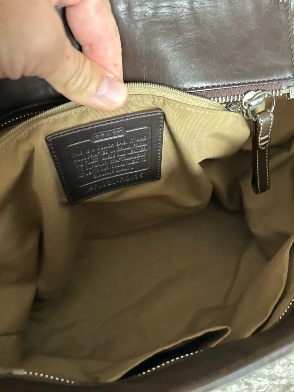 Coach Chocolate Brown Suede Tote with Leather Trim - Picture 6 of 14